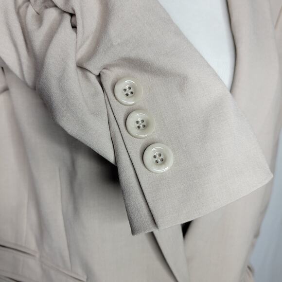 Tahari ASL Women's Ruched-Sleeve One-Button Blazer Sand NWT Size 14 - Picture 9 of 11